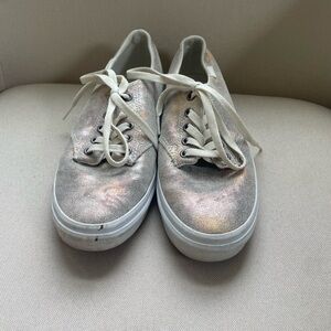 VANS Womens Gold Metallic Glitter Sneaker Shoe Women US Size 8.5 Lace Up